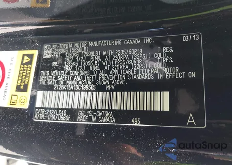 2013 Lexus Rx 350 from USA, damaged, VIN 2T2BK1BA1DC199565